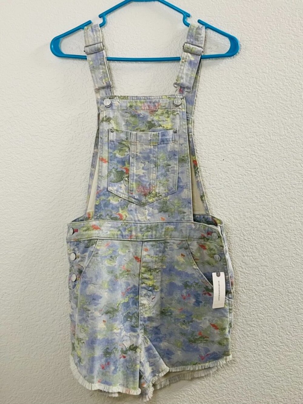 NWT Anthropologie Pilcro Watercolor Floral Short Overalls Shortalls | Size 27